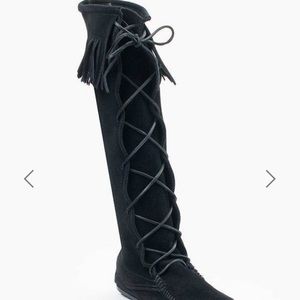 Minnetonka tall lace up moccasins